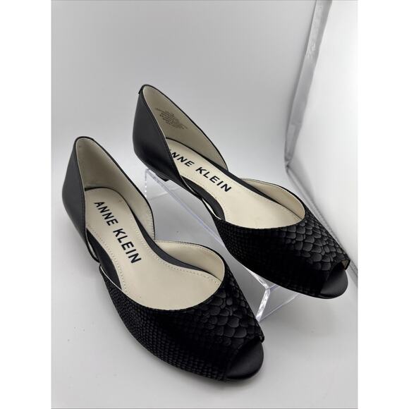 Anne Klein Women's Fanetta Black Peep toe Flat Size 7 M NWB - Picture 2 of 12